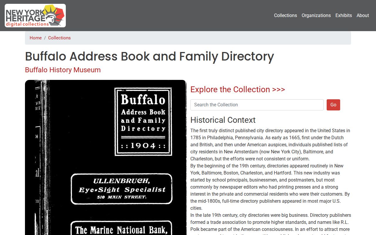 Amherst city directory research using the digitized Buffalo Address Book and Family Directory