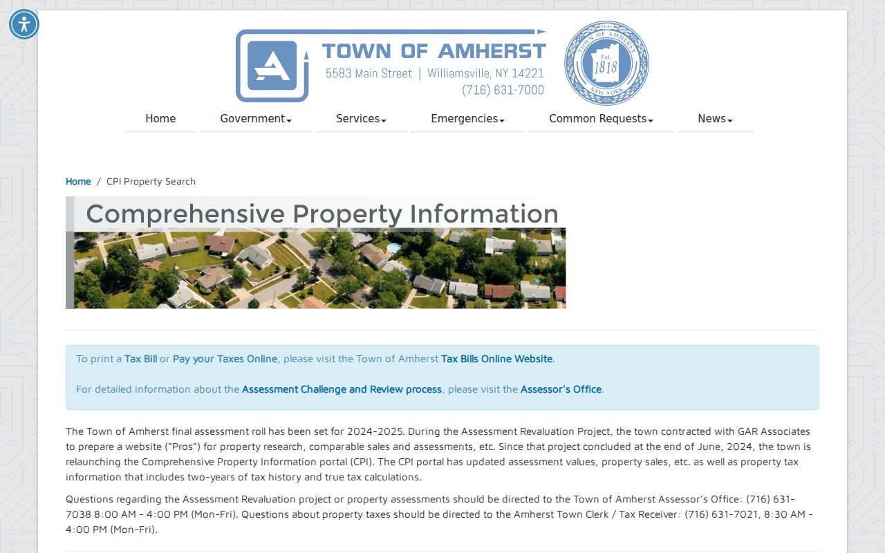 Amherst residents directory property search panel
