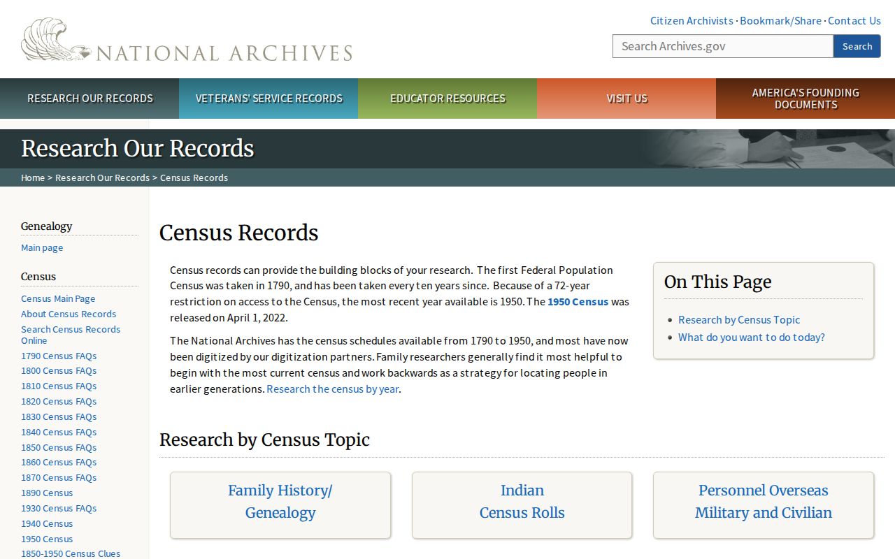Amherst previous residents National Archives federal census research